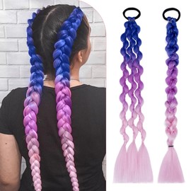 Benehair Bubble Ponytail Extension for Black Women - Long Braided Protective Style Afro Puff - Soft Synthetic Hairpieces