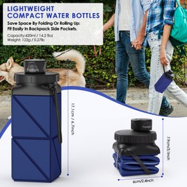 Popdigito 2pcs Collapsible Water Bottles,420ml Foldable Water Bottle BPA Free Reusable Lightweight Bottles LeakProof Travel Silicone Water Bottles for Outdoor Cycling Gym Office Office Running Sports