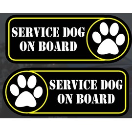 2 Pieces Service Dog On Board Decal Truck Window Car Vinyl Decal Motorcycle Bumper Sticker 4"