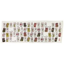 Kaywork TW-120 Japanese-Style Gauze Long Towel, No.42 Maneki Neko