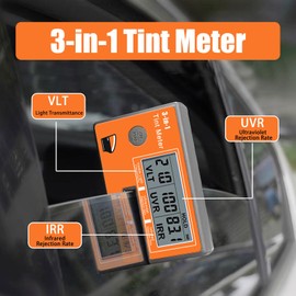 Window Tint Meter, 3-in-1 Solar Film Meter with VL/UV/IR Transmittance Tester, Portable Digital Side Window Tint Reader for Filmed Glass, Solar Film, Car Window