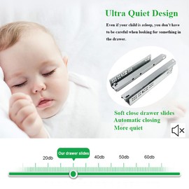 6 Pairs of 24 Inch Undermount Soft Close Drawer Slides,Bottom Mount Full Extension Drawer Glides Rails for Frameless Cabinet