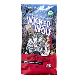 Raven's Brew Coffee - Wicked Wolf - Dark Roast - Full Body of Currant and Spice (Organic Whole Bean, 12 oz)