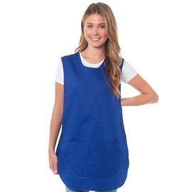 ER Direct Womens Home Work School Kitchen Catering Cleaning Bar Plus Size Plain Printed Coloured Front Large Pocket Side Button Fastening Tabard Apron (Blue/Blue, L)