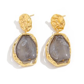 Octwine Vintage Statement Trendy Dangle Resin Earrings for Women Gold Resin Hoop Earrings Boho Drop Earrings Bridal Wedding Prom Drop Simple Brown Earrings for Women, Large, Metal, No Gemstone