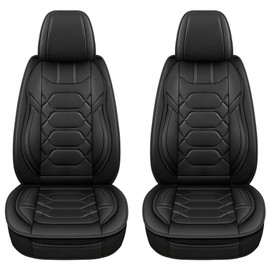 Pariitadin Leather Car Seat Covers Front Pair, Waterproof Faux Leather Seat Covers for Cars, Non-Slip Car Interior Covers Universal Fit for Most Cars Sedans Trucks SUVs, Black