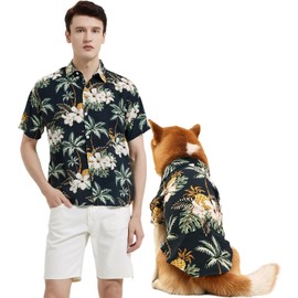 Dog Shirt Hawaiian Dog and Cat Summer T-Shirts Dog Style Floral Breathable Cool Clothes Hawaiian Shirts for Dogs and Cats Owner and Pet Shirts are Sold Separately