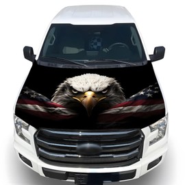 Tobethay American Car Hood Cover - 59x51 in Car Hood Cover Eagle Flag Bonnet Banner with 2 Adjustable Triangular Fasteners, Universal Fit for Trucks, SUV