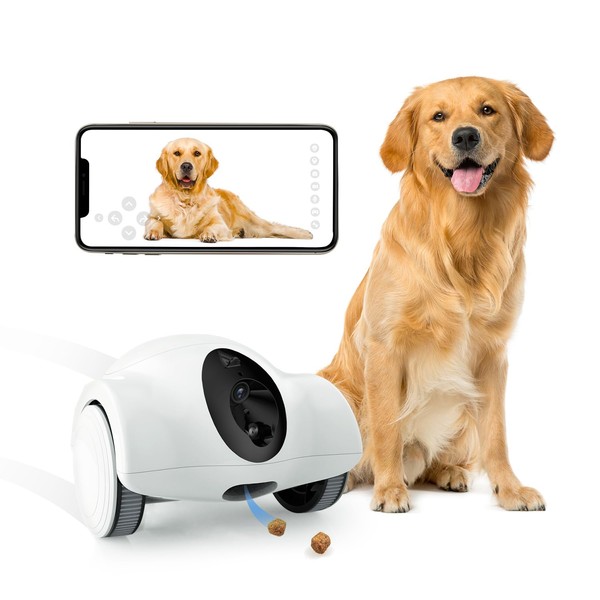 GULIGULI Hiibo Dog Camera with Treat Dispenser, 1080P Full HD Pet Camera for Dogs & Cats, Full House Mobile Monitoring, 2 Way Talk, 15-Day Long Endurance, No Monthly Fee, Cat Laser (White)