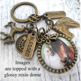 Horse and Rider, Saint Ann, St. Ann Patron Saint of Equestrians Keychain, Saddle/Backpack Clip or Necklace, Feel Safe Knowing She is With You, Perfect Unisex Gift, Cowboys, Cowgirls. Safe Journey.