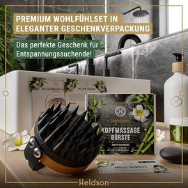 HELDSON Premium Scalp Massage Brush - FSC100% - Head Massage Brush - Scalp Massager Brush - Hair Massage Brush Hair - Hair Care Scalp Scrub - Head Massage - Scalp Scrub [Onyx Black]