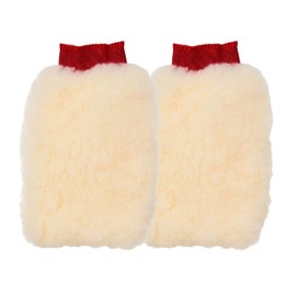 Tek Automotive Twin Pack Super Soft Synthetic Lambswool Car Wash Mitt with Red Cuffs – High Suds Cleaning Glove for Car Washing – Holds Soap, Lifts Dirt & Grime – Reusable Wash Mitt for Car Care Kits