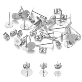 Baven Pack of 300 Stainless Steel Blank Post Earring Stud Pins with Butterfly Back Stopper Bolts for DIY Jewellery Making (5 mm, 6 mm, 8 mm)