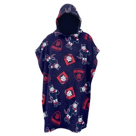 AFL Melbourne Demons Junior Youths Kids Hooded Beach Towel, Navy Blue Red, 80 x 80cm