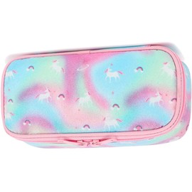 FlowFly Pencil Case for Girls Boys, Large Capacity Pencil Pouch for Kids, Portable Soft Pen Bag for Teens, Glitter#Unicorn