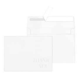 5x7 Envelopes for Invitations A7 Envelopes with Debossed Thank You Lettering Font(White, 50 Qty)