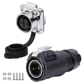 CNLINKO LP-12 IP68 Waterproof 2-Pin Connector - For Solar Systems, Industrial Machines & Cable Connections - DC 12V Flange Mounting with Metal Reinforcement (2-Pin Set)