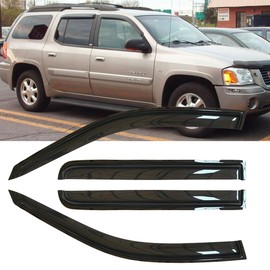 Deebior 4pcs Original Shatterproof Outside Mount Style Window Rain Guard Durable Side Wind Deflectors Dark Smoke Vent Window Visors Compatible With 2002-2006 Trailblazer EXT & Envoy XL/XUV 94240