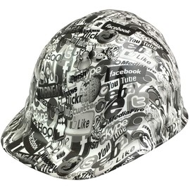 Hydrographic Cap Style Hard Hats with 6 Point Suspension - Social Media Logos Design