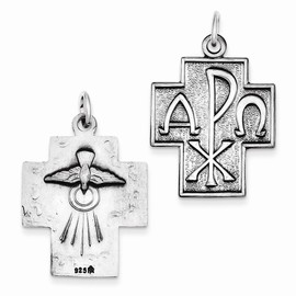 Goldia Sterling Silver Antiqued Alpha Omega Cross Pendant