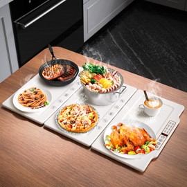 TOPRATED Large Splicing Electric Warming Tray (25x15 inch), Metal Foldable and Portable Heating Warmers Food Warming Mat for Kitchen,Parties, Buffet, Restaurant, Family dinner,Countertop