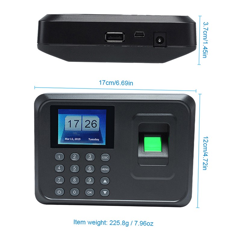 Intelligent Biometric Fingerprint Password Attendance Machine Employee Checking-in Recorder 2.4