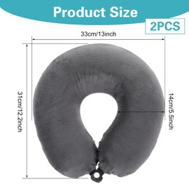 2 PCS U Shaped Neck Pillow Cover, Soft And Smooth Neck Pillow Case Washable Travel Pillows Case Dark Gray Replacement Cover for Airplanes Home (Only Pillows Covers, No Filler)