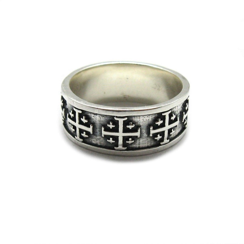 Genuine sterling silver ring 10mm band solid hallmarked 925 Jerusalem
