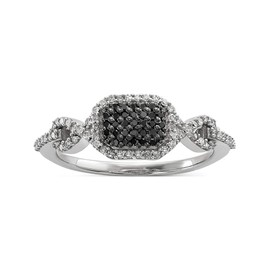 Sterling Silver Black And White Diamond Ring - Night Diamonds