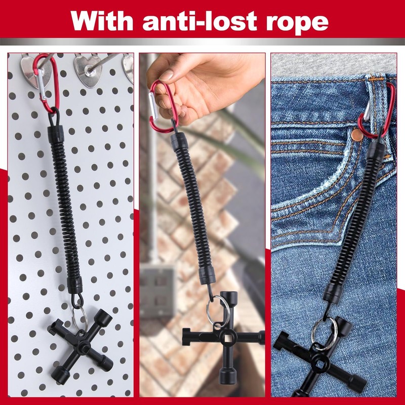 LEONTOOL Cross Key Wrench, 2-Piece Electric Cabinet Key, Universal Multi-functional
