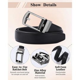 WELROG Kids Leather Ratchet Belt for Boys - Boys Black Belt with Metal Buckle School uniform Belt for Kids Age 6-16 Kids Brown Belt age 9 Childs Belt