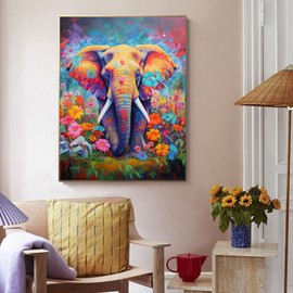 Hlison Adult Paint by Number Kits, Elephant Paint by Numbers Kit for Adults on Canvas, Acrylic Painting by Number Kits for Beginners - 16 x 20 Inch