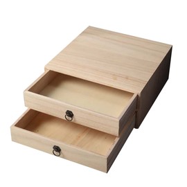 Cabilock Wooden Box Drawer Sundries Organizer Container Multipurpose Desktop Box for Office Dorm Home 2 Layers