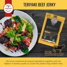Aufschnitt Grass Fed Beef Jerky - Low Sodium, Certified Kosher - Halal and Keto Friendly - 12 Pack, Teriyaki