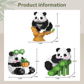 YANGUN Mini Panda Building Blocks, 3-Piece Panda Clamping Building Blocks Set, 3-in-1 Panda Building Blocks Set, Clamping Building Blocks Animal Set, Mini Animals Building Blocks Set, Building Blocks
