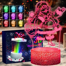 UneedMe Night Light for Children, 3D Light Lamp Santa Claus Toy Night Lamp 16 Colours with Touch Switch, Remote Control for Bedroom Decor Lamp, Christmas Gifts [Energy Class A]