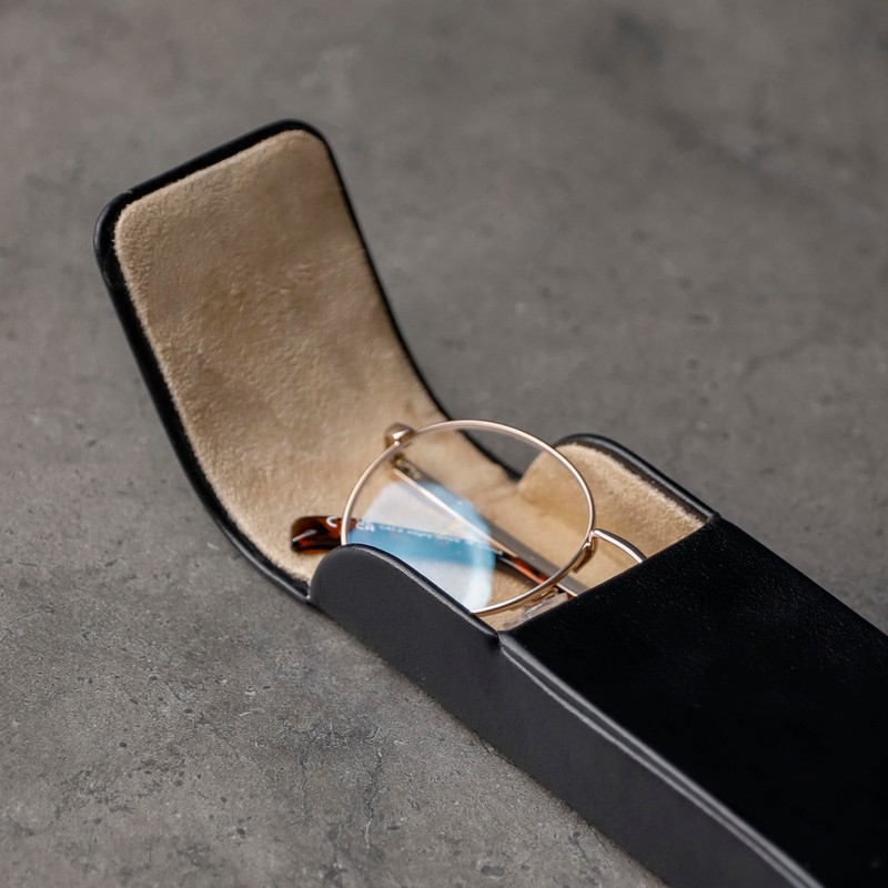 Time Resistance Leather Glasses Case - Hard Shell Leather Glasses
