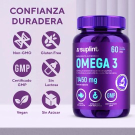 Omega Salmón Suplint 3420 Vitamina Corazón Cerebro Articulaciones Cápsulas Gluten