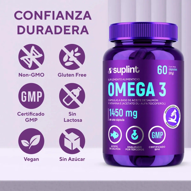 Omega Salmón Suplint 3420 Vitamina Corazón Cerebro Articulaciones Cápsulas Gluten