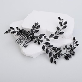 Denifery Bridal Hair Comb Rhinestone Wedding Hair Accessories for Brides Crystal Wedding Headpiece Rhinestone Hair Accessory for Bride and Bridesmaids (Black)