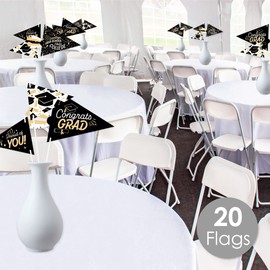 Big Dot of Happiness Goodbye High School, Hello College - Triangle Graduation Party Photo Props - Pennant Flag Centerpieces - Set of 20