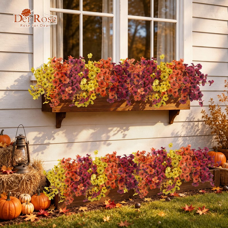 Der Rose 24Pcs Artificial Fall Flowers for Outdoors Porch Autumn