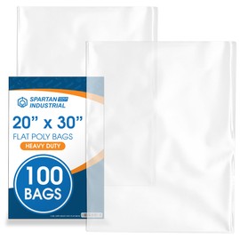 Spartan Industrial - 20" X 30" Open-End Flat Poly Bags (100 Count) Heavy Duty 2 Mil Plastic Clear Bags for Packaging Bedding Sets, Uniforms, Home Decor (Bags Do Not Have Seal and Do Not Have Prints)