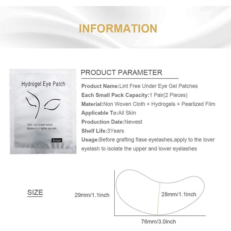 Chargenyang Under Eye Gel Pads Eyelash Extension Pads Lint Free