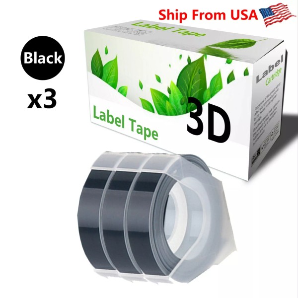 Unbranded/Generic 3PACK Label Tape 3D Black Fit For Dymo S0720020