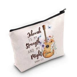 Christian Religious Gift Jehovah is My Strength and My Might Makeup Bag Jehovah's Witness Gift Psalm Makeup Bag JW Baptism Gift (C- Jehovah Strength Bag)