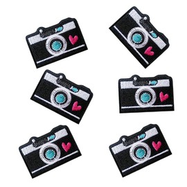 XUNHUI Cute Camera Embroidered Patch for Clothing Iron on Sew Applique Cute Patch Fabric Badge Garment DIY Apparel Accessories 6 Pieces