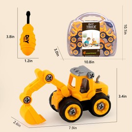 JoyGrow DIY Take Apart Truck Car Toys for 3 4 5 6 7 Year Old Boys Girls, Construction Engineering STEM Learning Toys Building Play Set for Kids Children (Yellow)