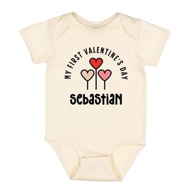 TATY Kids My First Valentine's Day Sebastian Baby Infant One Piece Bodysuit 12 Months Natural