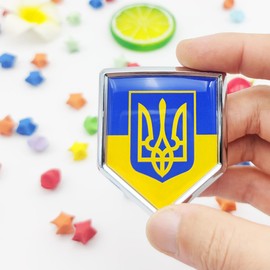 Overdecor Ukraine Ukrainian Trident Flag Decal Stickers Emblem Car Accessories Decorations Shield Flag Sticker Decals for Cars Truck Vehicles, 2 Pack